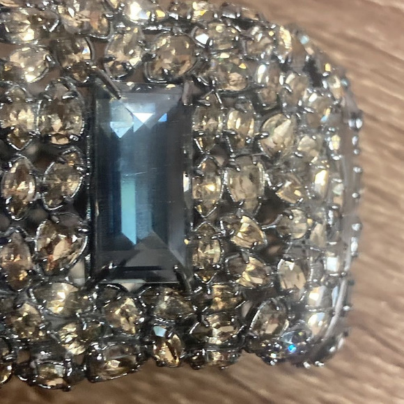 Alexis Bittar Bangle Cuff Bracelet with High Quality Crystals  Gun Metal Shade - Picture 13 of 14